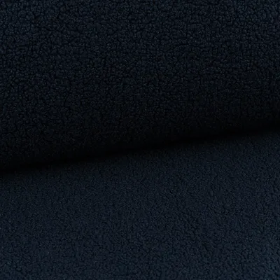 Produktbild von Möbelstoff Boucle Meterware Teddystoff Kunstfell Teddy dunkelblau 1,5m