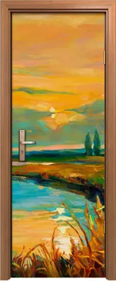 Produktbild von Türposter 70x200 cm Türaufkleber Türtapete Türfolie Klebefolie Landschafts fluss Sonnenuntergang See
