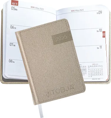 Produktbild von Taschenkalender 2025 A6 Denim - 1 Woche 2 Seiten, Robustes Hardcover, Taschenkalender 2025 klein, Ferien & Feiertage, Lesebändchen, Kalendervorschau 2026, Kalender 2025 a6
