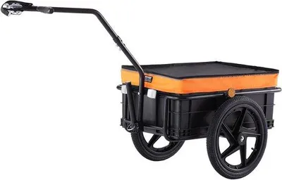 Productafbeelding van Fietsaanhanger - Vrachttrailer - Boodschappen Vervoeren - Opvouwbaar Compact - 399 kg Laadvermogen - Zwart