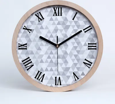 Produktbild von Holzuhr 25fi cm wanduhr - schwarze Spitzen - graue Dreiecke