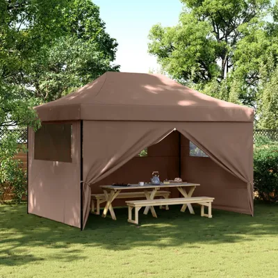 Immagine prodotto di Maison Exclusive - Tenda da festa pieghevole pop-up con 4 pannelli laterali, marrone