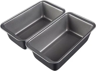 Zdjęcie produktu dla Forma do pieczenia – stal węglowa – forma z powłoką zapobiegającą przywieraniu – nadaje się do piekarnika do 250°C – 2 sztuki – do chleba i wypieków – szara