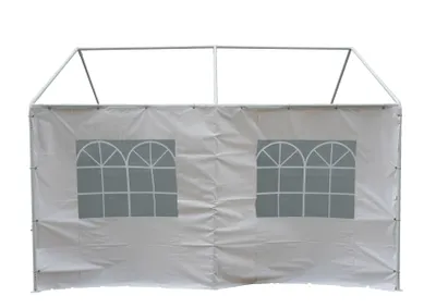 Produktbild von DEGAMO Seitenplane Seitenteil Plane für Partyzelt, Länge 4 Meter, PVC weiß mit Fenstern