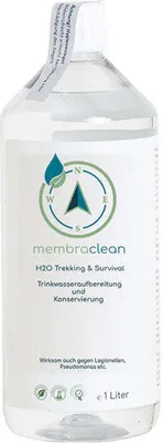 Produktbild von 1 Liter membraclean H2O Trekking & Survival zur Trinkwasseraufbereitung