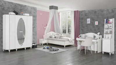 Obrázek produktu pro Ložnicová sada, 5 dílů: postel, noční stolek, psací stůl, dětská postel, nábytek