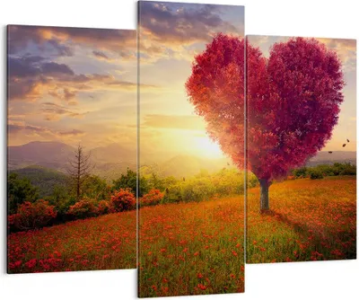 Produktbild von Bild auf Leinwand - Leinwandbild - Baum Wiese Blume - 130x100cm - Wand Bild - Wanddeko - Leinwanddruck - Bilder - Kunstdruck - Wanddekoration - Leinwand bilder - Wandkunst - CB130x100-3790