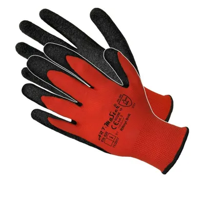 Produktbild von 12 Paar Arbeitshandschuhe Gartenhandschuhe Montagehandschuhe Latex rot Größe 7