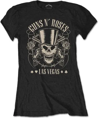 Produktbild von Guns N Roses - "Top Hat, Skull & Pistols Las Vegas" T-Shirt für Damen RO1531 (XL) (Schwarz)