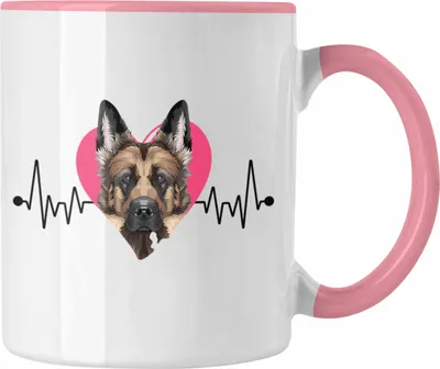 Produktbild von Trendation - Schäferhund Besitzer Tasse Geschenk Lustiger Spruch Geschenkidee Herzschlag Schäferhund (Rosa)