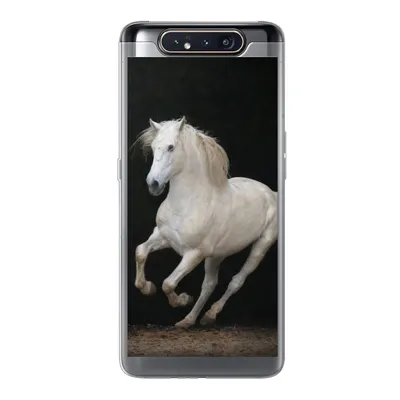 Produktbild von MuchoWow® Handyhülle Schutzhülle Hülle für Samsung Galaxy A80 Pferde - Schwarz - Porträt Silikon Softcase Handy Hülle - Schutzdeckel