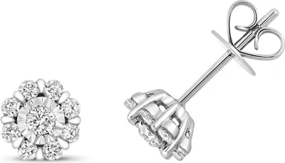 Produktbild von Raffinierte 9 Karat (375) Weißgold Damen - Diamant Paar Ohrstecker Brillant-Schliff 0.38 Karat GH - I1 - 7mm*7mm; TRS15740