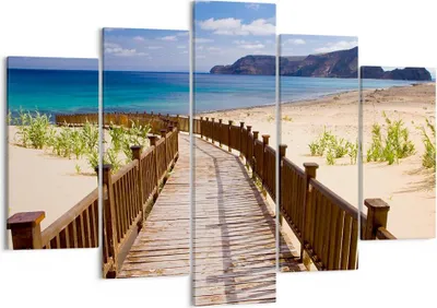 Produktbild von Bild auf Leinwand - Leinwandbild - Ozean Strand Sand Ufer - 150x100cm - Wand Bild - Wanddeko - Leinwanddruck - Bilder - Kunstdruck - Wanddekoration - Leinwand bilder - Wandkunst - EA150x100-2544