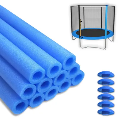 Produktbild von Trampolin Schaumstoffrohre 12x Polster 92cm - Stangenschutz für 6 Stangen Sicherheitsnetz inkl. Kappen – Wetterfest & Stoßdämpfend  EU