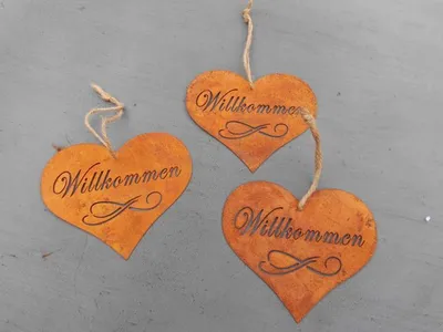 Produktbild von Eisenschilder Herzlich Willkommen z. Hängen 3er Set Eisen Rost