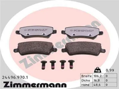 Produktbild von ZIMMERMANN Bremsbeläge Satz Hinten Bremsklötze für FORD S-MAX (WA6) 24496.970.1