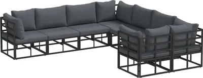 Immagine prodotto di vidaXL Set di divani da giardino con cuscini 8 pezzi in acciaio nero