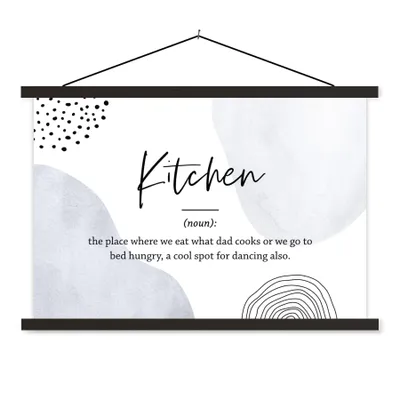 Produktbild von MuchoWow® Textilposter Sprichwörter - Küche - Papa - Zitate - Definition Küche 90x60 cm mit schwarzem Rahmen - Aufhängungssatz