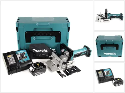 Image de Makita DPJ 180 RM1J Fraiseuse à rainurer sans fil, 18 V Li-Ion + 1x Batterie 4,0 Ah + Chargeur + Makpac
