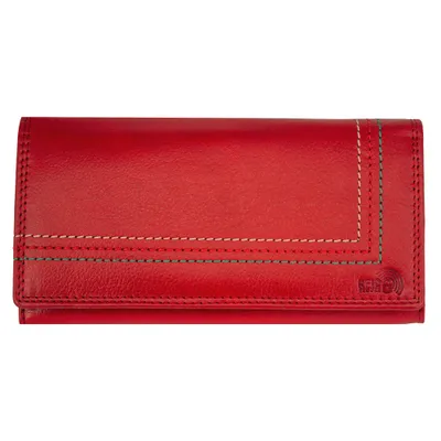 Produktbild von Vintage Damen Portemonnaie Groß Geldbörse aus Echtleder - RFID-Schutz, Lederbörse, Rot