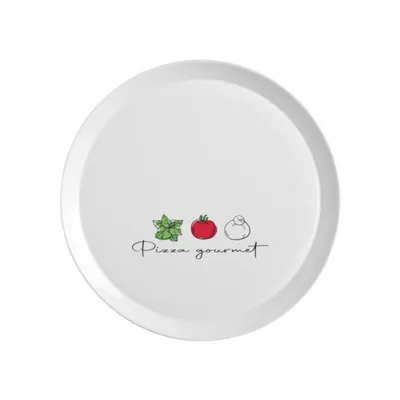 Produktbild von BORMIOLI ROCCO 5181602 Ronda Pizzateller aus Opalglas mit Dekor „Chefzutaten“, 33,5 cm, Glas