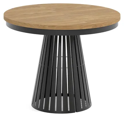 Produktbild von MEBLINI Esstisch Rund Ausziehbar aus Metall - 100-176x76cm - CONEY - Lancelot Eiche/Schwarz Matt - Loft - Esszimmertisch Modern - Küchentisch - Ausziehtisch - Round Dining Table