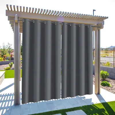 Immagine prodotto di 1 pezzo tenda da esterno 132 x 213cm tende da esterno opache con occhielli, giardino patio balcone impermeabile, grigio scuro