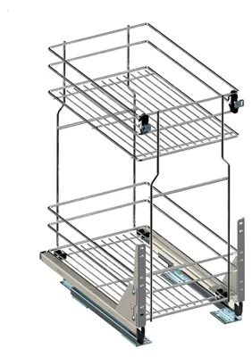 Produktbild von Unterschrankauszug Auszugsunterschrank Schrankauszug mit Softclose Küchenauszug 2 Etage Chrome Vollauszug Bodenmontage (Möbel 250mm)