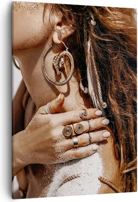 Produktbild von Bild auf Leinwand - Leinwandbild - Einteilig - Sand Frau Schmuck - 50x70cm - Wand Bild - Wanddeko - Wandbilder - Leinwanddruck - Kunstdruck - Wanddekoration - Leinwand bilder - Wandbild - PA50x70-4802