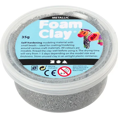 Produktbild von Creativ Company Foam Clay, Modellierton, Silber, Kind, Kunststoff-Topf, Junge/Mädchen, 35 g