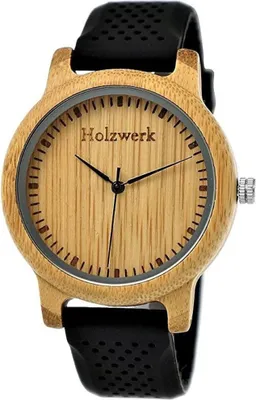 Produktbild von Holzwerk LINDEN Damen & Herren Holz & Silikon Armband Uhr, Schwarz, Beige