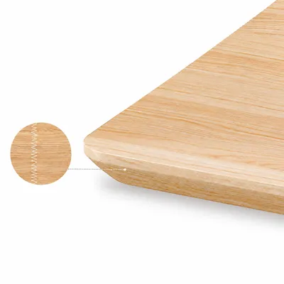 Image de Plateau de bureau en bois massif chêne FLEXISPOT, dimensions 160x80 cm, épaisseur 18 mm, en une seule pièce, avec technologie SwissEdge et trous pré-percés, rainuré et résistant à l'eau