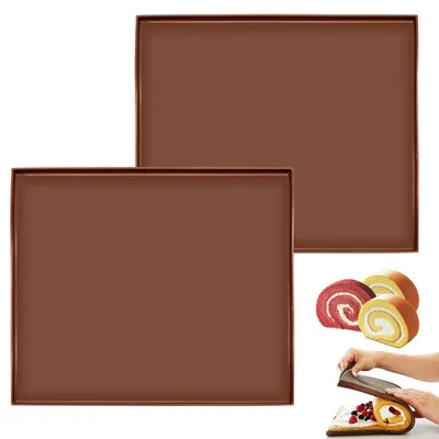 Produktbild von 2er Set Silikon Backmatte mit Rand 30,5 x 25,8 cm Antihaft & Hitzebeständig