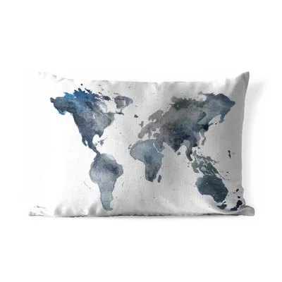 Obrázek produktu pro MuchoWow® Vnější polštář - Mapa světa - Akvarel - Abstraktní -60x40 cm- Odolnost proti povětrnostním vlivům - polštář do obývacího pokoje