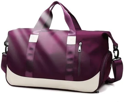 Image de Sac de sport et de voyage Unyqoos® de 40 litres (47 x 22 x 25 cm), pour femmes et hommes, en Oxford imperméable, pliable, poids : 0,48 kg, avec compartiment à chaussures ventilé