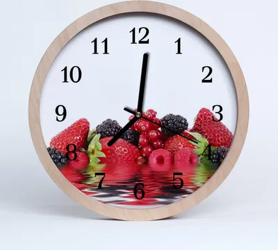 Produktbild von Holzuhr 30fi cm wanduhr - Früchte Erdbeeren Himbeeren