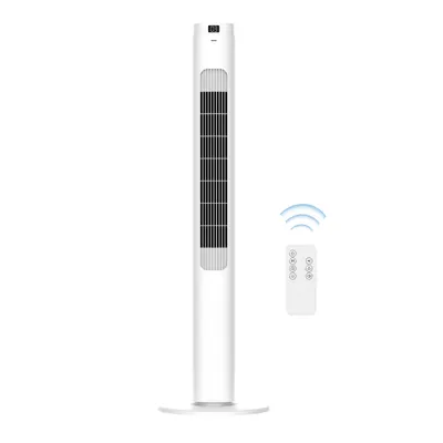 Produktbild von Turmventilator 114 cm mit Fernbedienung, 33 cm Standfuß, 90° Oszillation & 9h-Timer Hoher Turmventilator mit 400 m³/h, 3 Modi und stabilem Standfuß