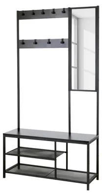 Produktbild von home24 Garderobe mit Spiegel - Eisen / Spanplatte