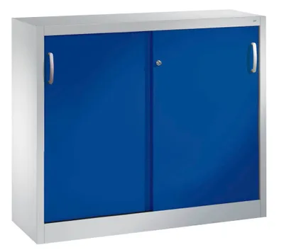 Produktbild von CP Schiebetürenschrank C 2000 Acurado, 2046-00 S10100 lichtgrau, enzianblau 2 Fachböden 120,0 x 40,0 x 97,5 cm