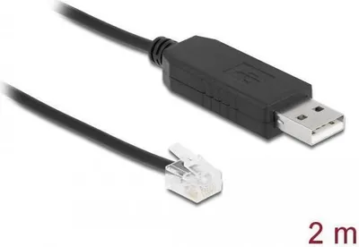 Obrázek produktu pro DeLOCK 66737, RJ-12, USB 2.0 Type-A, 2 m, Černá