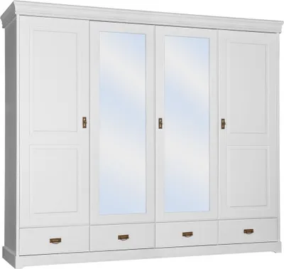 Produktbild von Kleiderschrank Landhaus Stil  Regal Schrank Kleider Schränke Holz Möbel Weiss