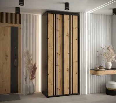 Obrázok produktu pre Šatníková skriňa ASIRI 6 - 120/60 cm, čierna / dub artisan / čierna