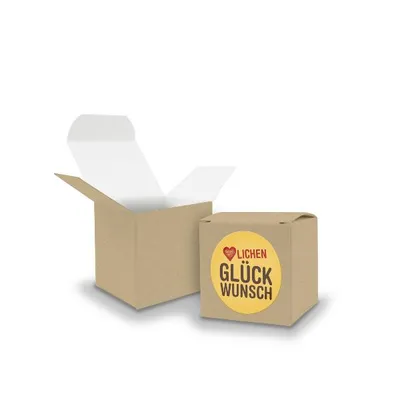 Produktbild von SET Herzlichen Glückwunsch (Motiv16) 24x Faltschachtel Würfel 5cm BRAUN + Sticke