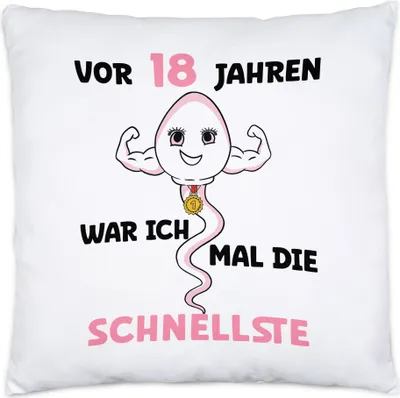 Produktbild von Vor 18 Jahren War Ich Mal Die Schnellste Kissen 18. Geburtstag Geburtstagskind Party Happy Birthday Volljährig
