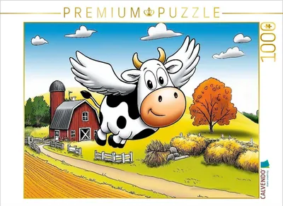 Produktbild von CALVENDO Puzzle Fliegende Kühe | 1000 Teile Lege-Größe 64x48cm Foto-Puzzle für glückliche Stunden
