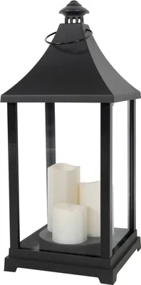 Produktbild von Große Laterne Windlicht Stalllaterne Gartenlaterne inkl. 3 LED Kerzen Timer H59xB24cm
