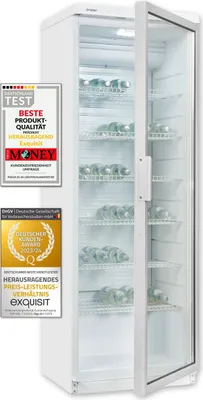 Produktbild von Exquisit Glastürkühlschrank GKS350-1-GT-280D weiss | Nutzinhalt: 320 L | Standgerät