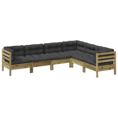 Produktbild von "im Sonderangebot" 6-tlg. Garten-Lounge-Set - elegantes Design - Sitzgruppe/Gartengarnitur - mit Kissen Kiefernholz Imprägniert - Terassenmöbel DEMöbel436380