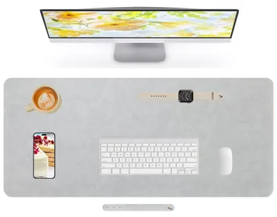 Immagine prodotto di Elzusha - Tappetino per mouse in pelle, grande - 120x43 cm, grigio chiaro