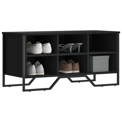 Image de vidaXL Étagère à chaussures noire 90x38x45,5 cm Bois composite